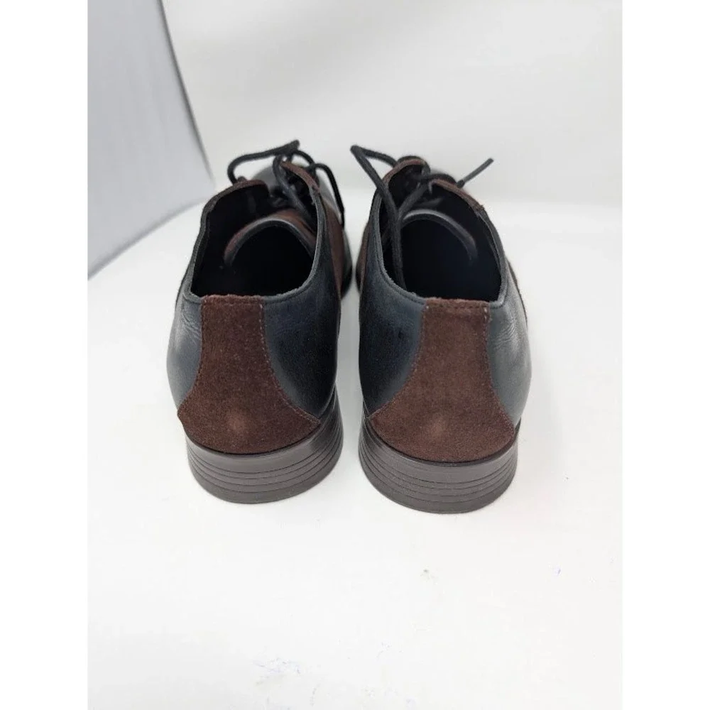 Cole Haan Wingtip Saddle Oxford Dress Shoes Black Brown Leather Suede Men's 9.5